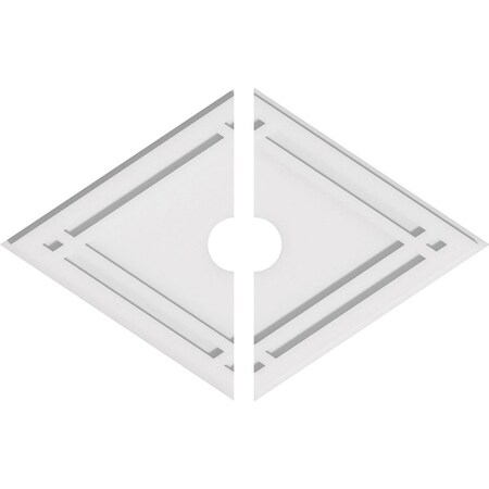 Ekena Millwork Diamond Architectural Grade PVC Ceiling Medallion, 26"W x 17 3/8"H x 3"ID x 9"C x 1"P, Two-Piece CMP26X17DD2-03000